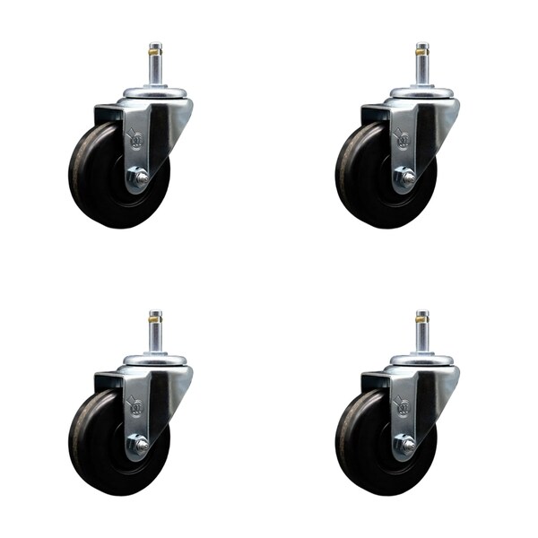 3.5'' Phenolic Wheel Swivel 7/16'' Grip Ring Stem Caster Set, 4PK